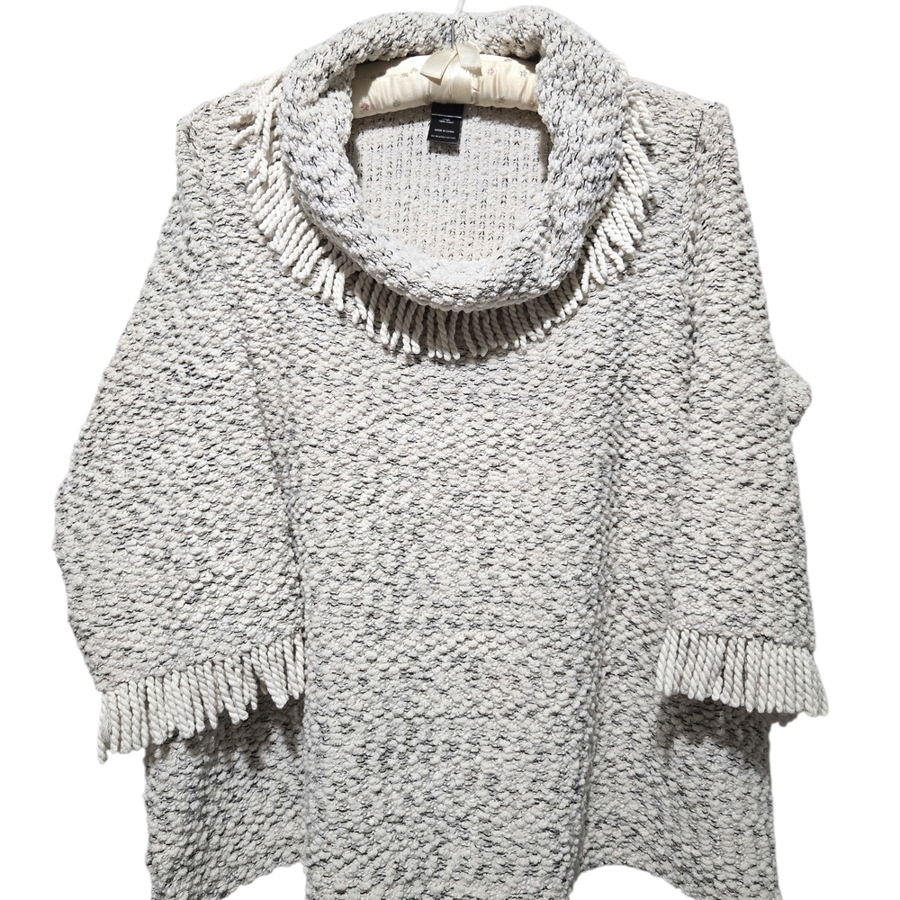 Ali Miles Textured Cream Cowl Neck Sweater 0X